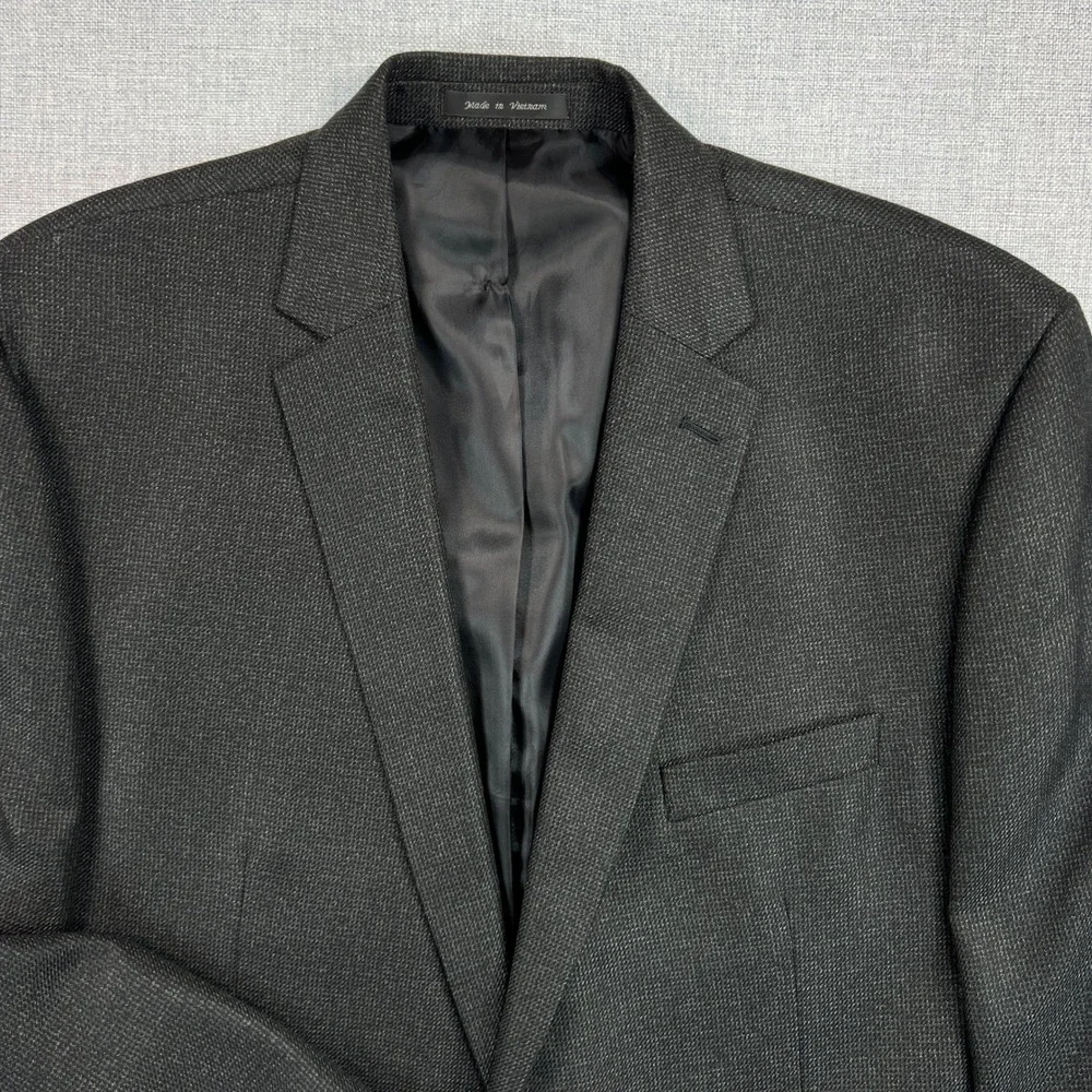 Chaps Charcoal Sport Coat Blazer Men 48L Dark Gray Classic Tailored‎ Office